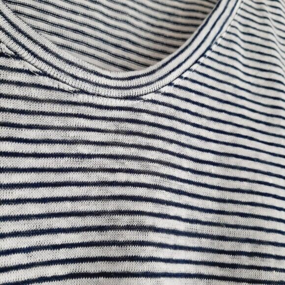 C&C California 100% Linen Stripe Navy & White Tee Sz L - Picture 7 of 10